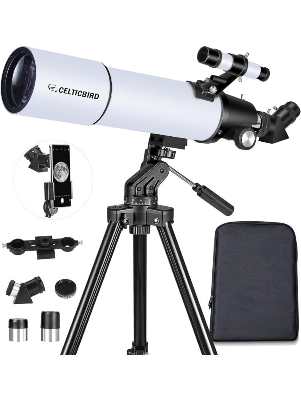 High-Powered 80mm Refractor Telescope for Adults & Kids - Portable, Backpack